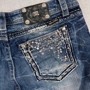 Y2K Miss Me Easy Bootcut Jeans Bling Pocket Women 32x30 Blue Western Cowgirl